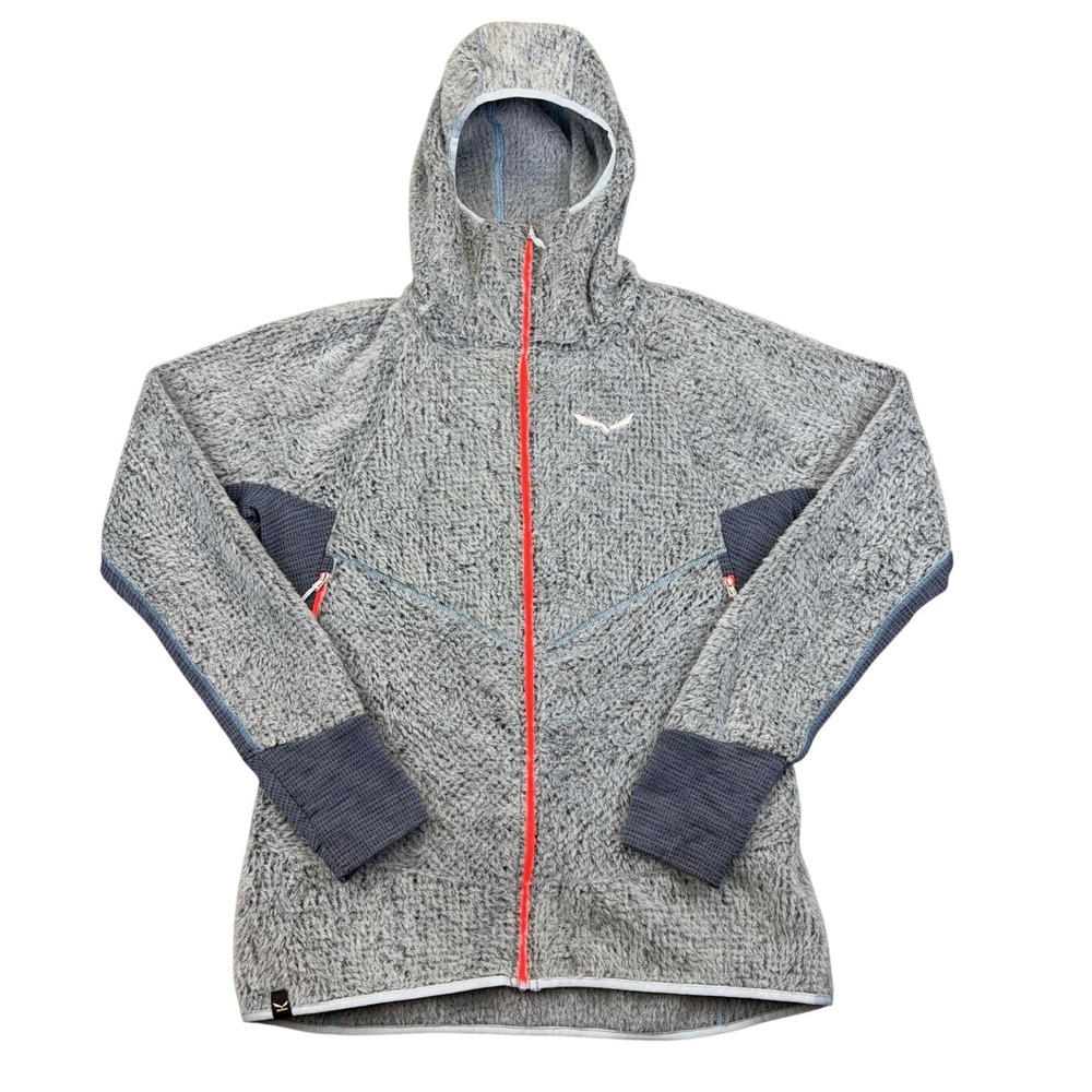 Salewa Ortles Hi-Loft Hoodie Womens XL Gray Polartec Fleece Full Zip Hiking